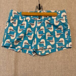 LOUDMOUTH GOLF Bodega Bay Shorts Women Size 4 Turquoise White Seagull Print